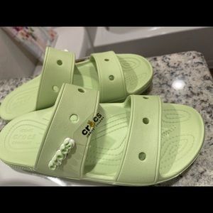 Green Crocs Slides